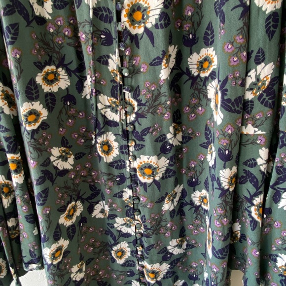 Free People Green Floral long sleeve dress S - Picture 7 of 11